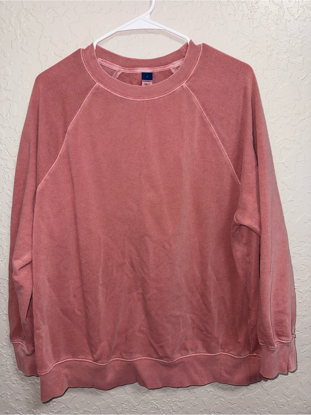 Old Navy Boyfriend Crew Neck Sweatshirt "Spice Girl" Pink Size Small Raglan